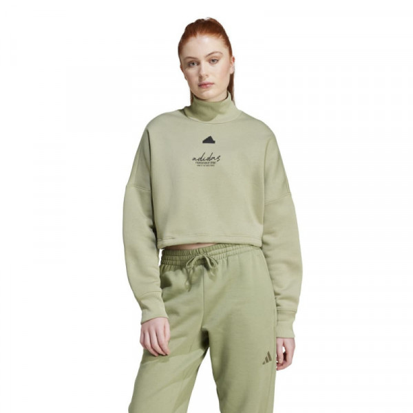 ADIDAS W BLUV Q3 C SWT Γυναικεία Φούτερ Cropped - ΛΑΔΙ