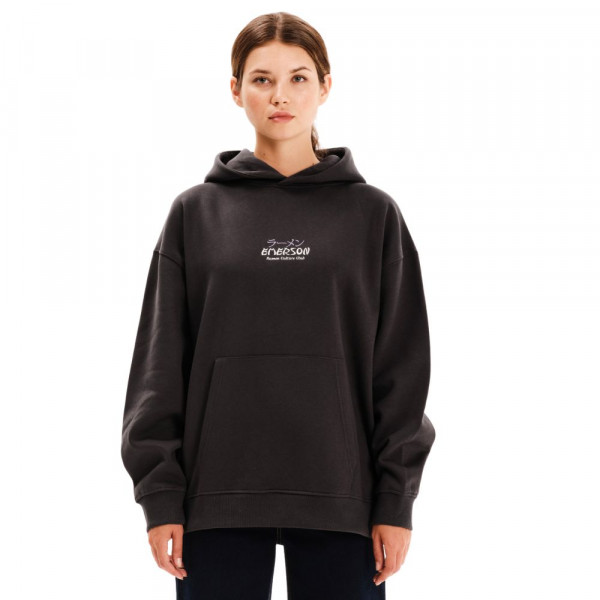 EMERSON Classic Pullover Γυναικεία Oversized Φούτερ Με Κουκούλα - CHARCOAL