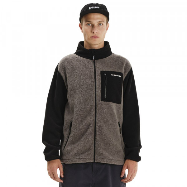 EMERSON Men's Full Zip Sherpa Ανδρική Ζακέτα Fleece - D.GREY/BLACK