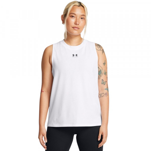 UNDER ARMOUR Rival Muscle Tank Γυναικεία Αμάνικη Μπλούζα - ΛΕΥΚΟ