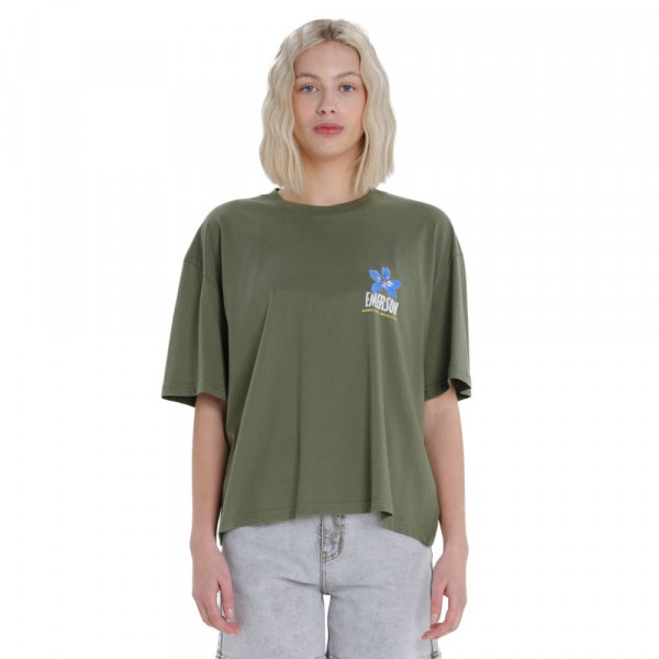 EMERSON Γυναικείο Oversized T-Shirt - OLIVE GREEN
